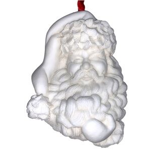 🆕 Vintage Mark Klaus White 3D Christmas Holiday Ornament Santa Holiday Scene